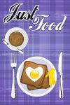 Plate with Toasts and Heart Shaped Egg, Coffee Cup and Cutlery on Tartan Pattern with Text